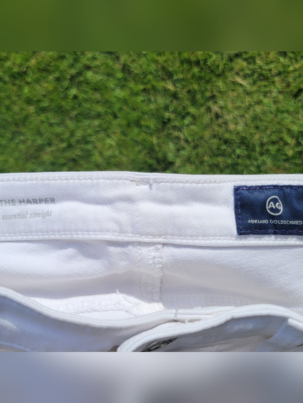 AG Adriano Goldschmied The Harper Straight Jeans White Raw Hem Size 28 (29x30) - Picture 5 of 7